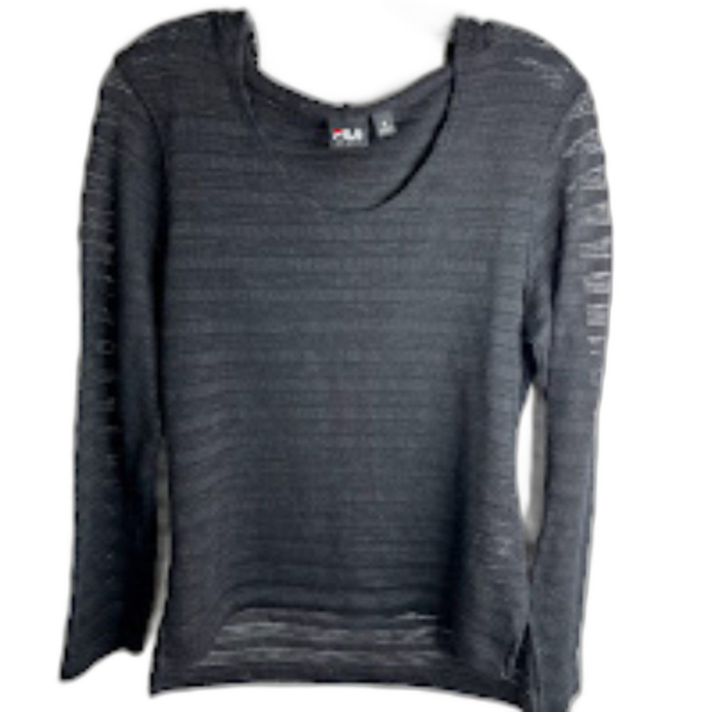 Black mesh Fila hoodie top - airy and transparent coverage size medium